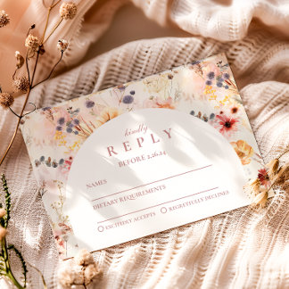 Cartão RSVP Formatura Floral em Aquarela Neutra