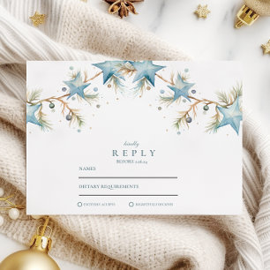 Cartão RSVP Fosco Blue Star Wedding