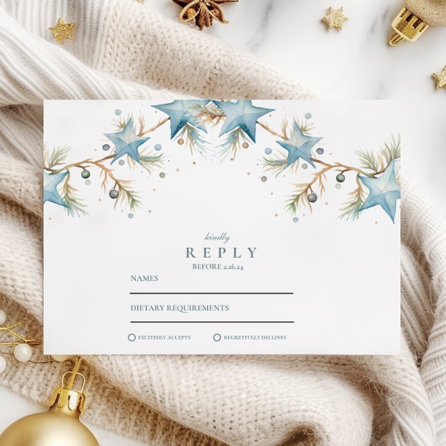 Cartão RSVP Fosco Blue Star Wedding (Criador carregado)