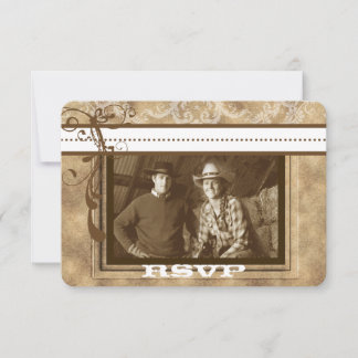 Cartão RSVP Foto de Casamento Ocidental da Farmhouse Rustic Vi
