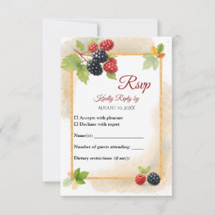 Cartão RSVP Foto Romântica Rustic Autumn Berry Back