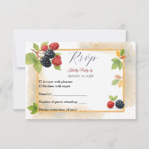 Cartão RSVP Foto Romântica Rustic Autumn Berry Back