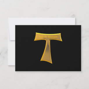 Cartão RSVP Franciscan Tau Cross Pax Et Bonum Dourado Metálic