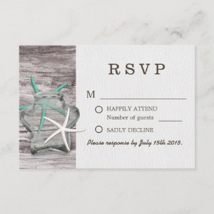 Cartão RSVP Frasco rústico da estrela do mar & de pedreiro que