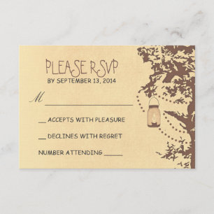 Cartão RSVP Frascos rústicos da árvore & de pedreiro que