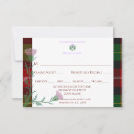 Cartão RSVP Fronteira e Thistle do Tartan Escocês Tradicional