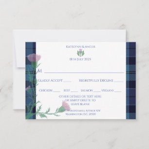 Cartão RSVP Fronteira e Thistle do Tartan Escocês Tradicional