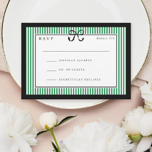 Cartão RSVP Fronteira Negra Estripada Elegante com Casamento d