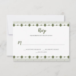 Cartão RSVP Fronteira Tribal Boho Verde
