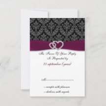 Fuchsia damask FAUX ribbon diamante Weding