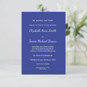 Cartão RSVP Fundo Azul Profundo Sólido Design Minimalista Ne