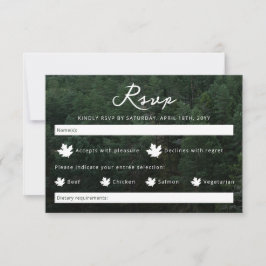 Cartão RSVP Fundo de Foto de Floresta Verde Rústica Casamento