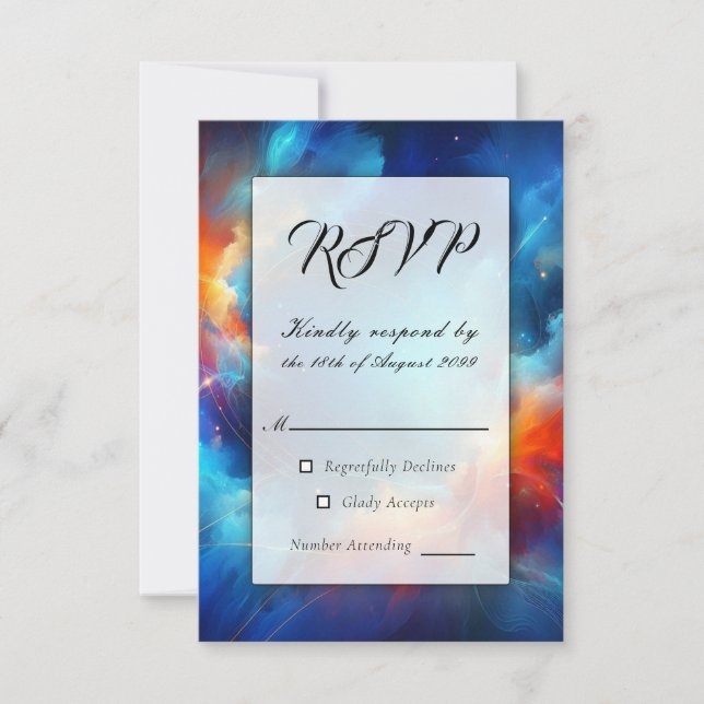 Cartão RSVP Fusão de Fogo e Casamento de Gelo (Frente)