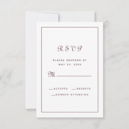 Cartão RSVP Gabinete Clássico de Casamento de Script Burgundy 