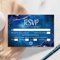 Galáxia Bar Mitzvah Ágata Azul Aquarela Script
