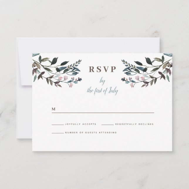 Cartão RSVP Garden Crest | White Floral Response Wedding (Frente)