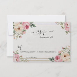 Cartão RSVP Garden Romantic Pastel Watercolor Floral Wedding