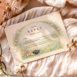 Cartão RSVP Garden Rose Graduation Celebration