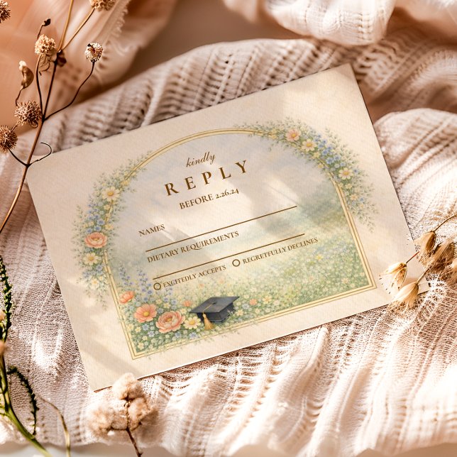 Cartão RSVP Garden Rose Graduation Celebration (Criador carregado)