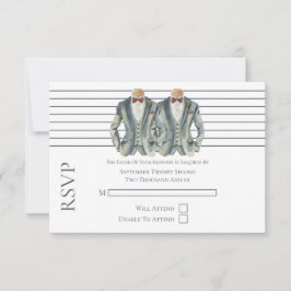 Cartão RSVP Gay Casamento de dois grupos em fatos e Gravatas A