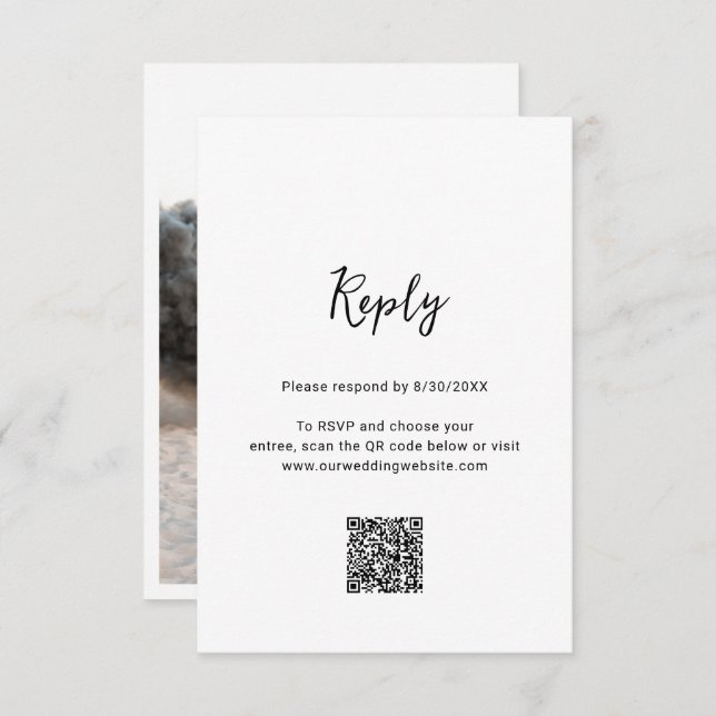 Cartão RSVP Genevieve Black and White Photo Modern Weding (Frente/Verso)