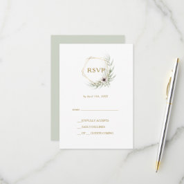 Cartão RSVP Geométrico Eucalyptus Dourado