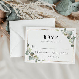 Cartão RSVP geométrico Eucalyptus greenery