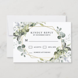 Cartão RSVP Geométrico Genérica Moderna Dourada Casamento Sucu