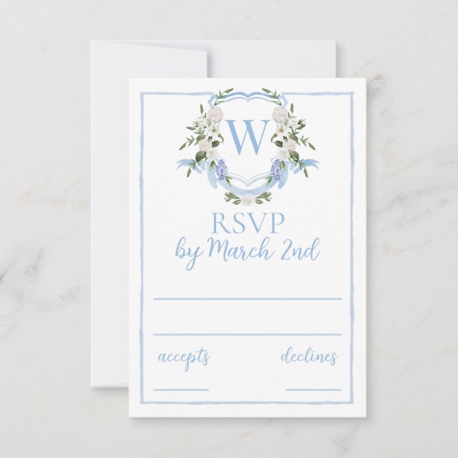 Cartão RSVP Ginger Jar Monograma Crest, Chinoiserie (Frente)