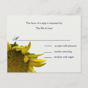 Cartão RSVP Girassol com pontos respondem cartas
