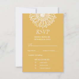 Cartão RSVP Girassol Jardim Moderno Floral
