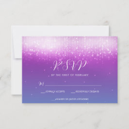 Cartão RSVP Glam Purple Teal Bat Mitzvah
