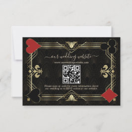 Cartão RSVP Glam QR Code Black Dourado Art Deco Casamento