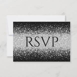 Cartão RSVP Glitter hepático em preto puro