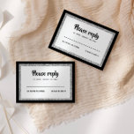 Cartão RSVP Glittery Bat Mitzvah Elegante Black and Silver<br><div class="desc">Esta placa de inserção de tendência apresenta letras em negrito na parte frontal com um aspecto em camadas em cintilação prateada e branca,  e uma parte traseira sólida colorida. Adicione seu texto usando o formulário modelo. Altere a fonte,  o layout e as cores usando o recurso Personalizar.</div>