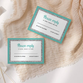 Cartão RSVP Glittery Bat Mitzvah, Tea e Prata