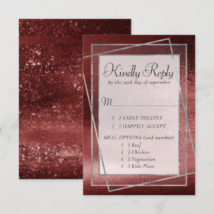 Cartão RSVP Glitzy Foil   Farinha de faísca vermelha de Henna 