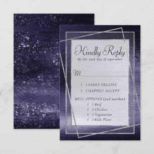 Cartão RSVP Glitzy Foil Indigo Midnight Purple Entree Choice
