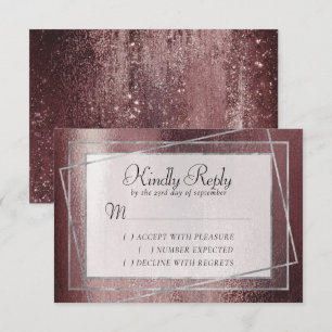 Cartão RSVP Glitzy Foil Lâmpada Rosa-Rosa-Dourada-Rosa