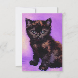Cartão RSVP Gogh Style Purple Cat