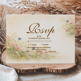 Cartão RSVP Golden Meadow Wildflower Quinceañera