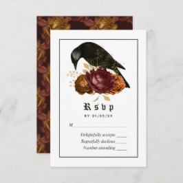 Cartão RSVP Gothic Grunge Raven Wedding