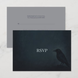 Cartão RSVP Gothic Raven Wedding