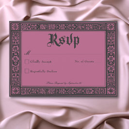 Cartão RSVP Gótica Black Burgundy Medieval Até Casamento da Mo
