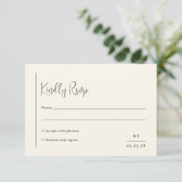 Cartão RSVP Grace Ivory Modern Wedding