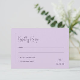 Cartão RSVP Grace Lilac Modern Wedding
