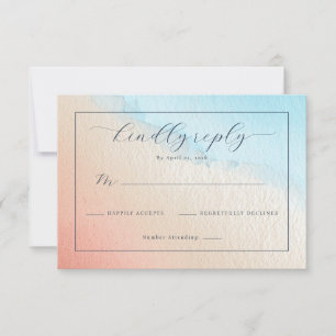 Cartão RSVP Gradiente de Aquarela de Pêssego Elegante