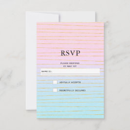 Cartão RSVP Gradiente de Pastel Azul Rosa com Casamento de Lin
