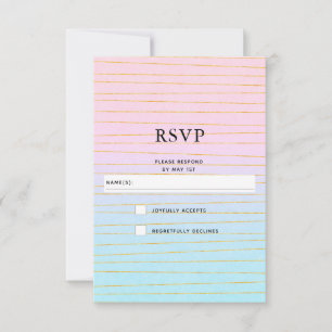 Cartão RSVP Gradiente de Pastel Azul Rosa com Casamento de Lin
