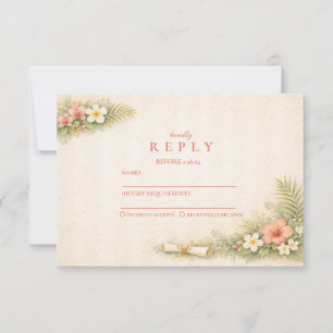 Cartão RSVP Graduação Botânica Floral Tropical